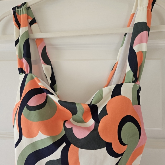 Boden Cross Strap One Piece Swimsuit Retro 70s Floral Swirl Mod Print Beach - Picture 3 of 7